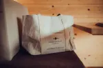 Wrapped package on a wooden surface