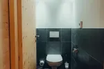 bathroom with a toilet and wooden door